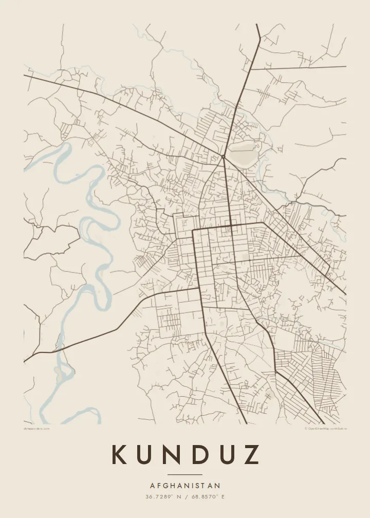 Kunduz map poster — Sand style