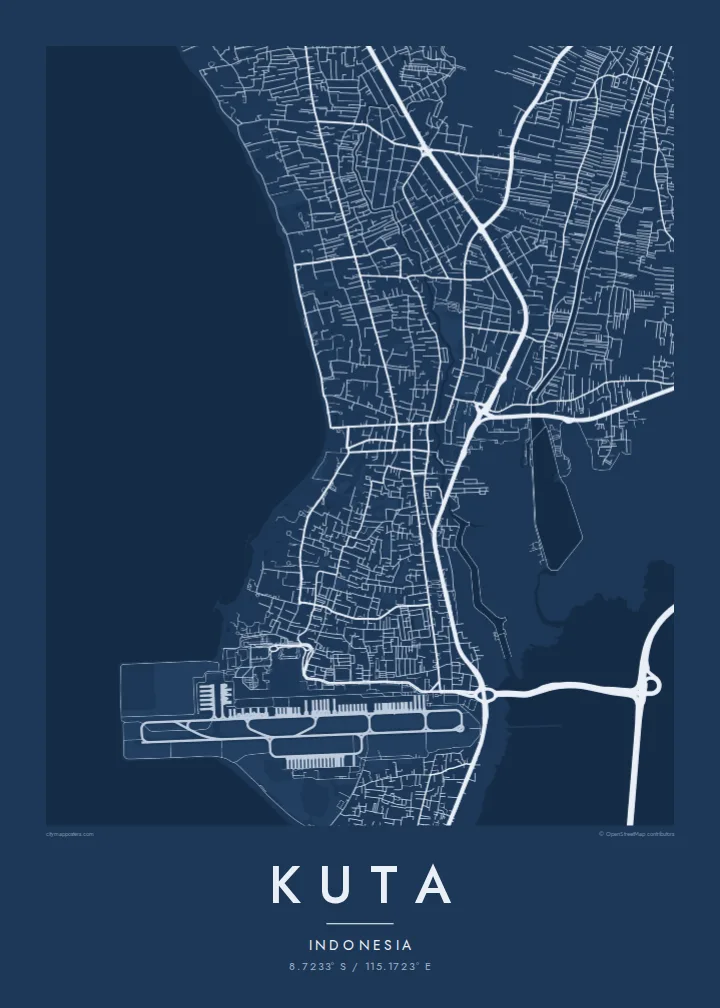 Kuta map poster — Blueprint