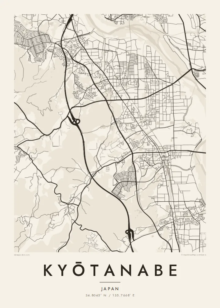 Kyōtanabe map poster — Paper