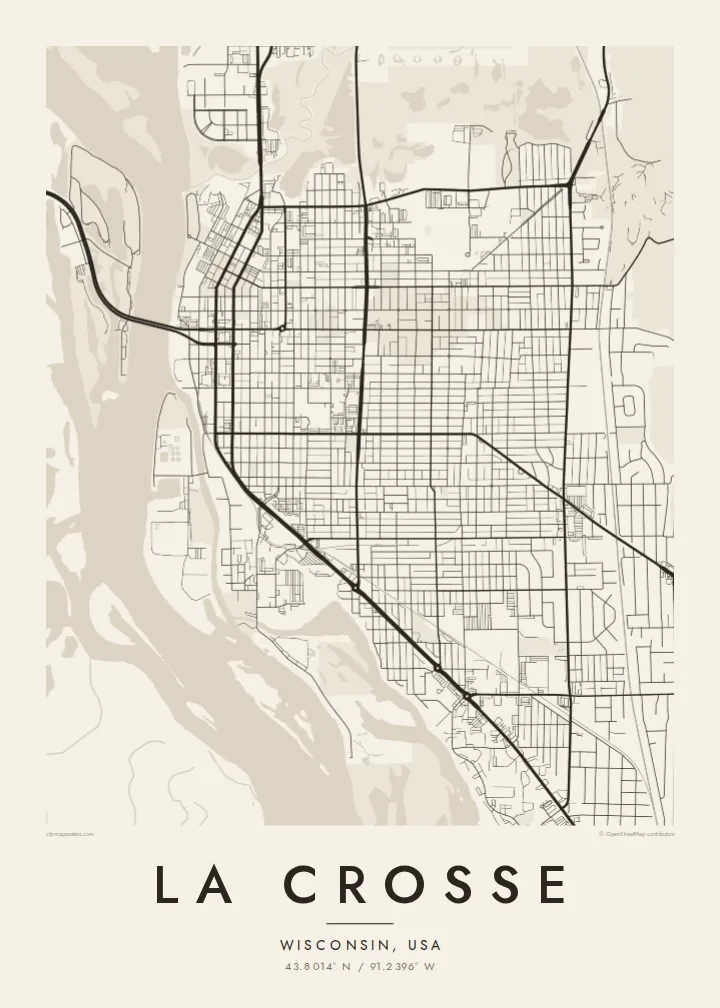 La Crosse map poster — Paper