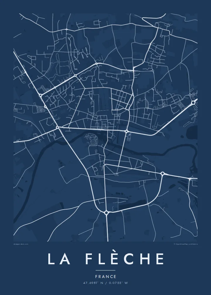 La Flèche map poster — Blueprint