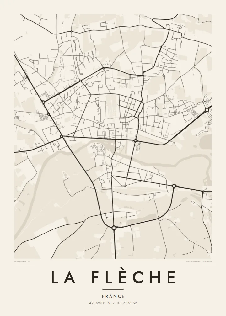 La Flèche map poster — Paper