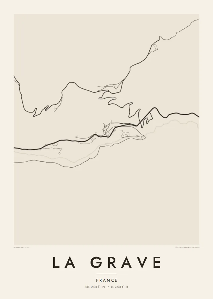 La Grave map poster — Paper style
