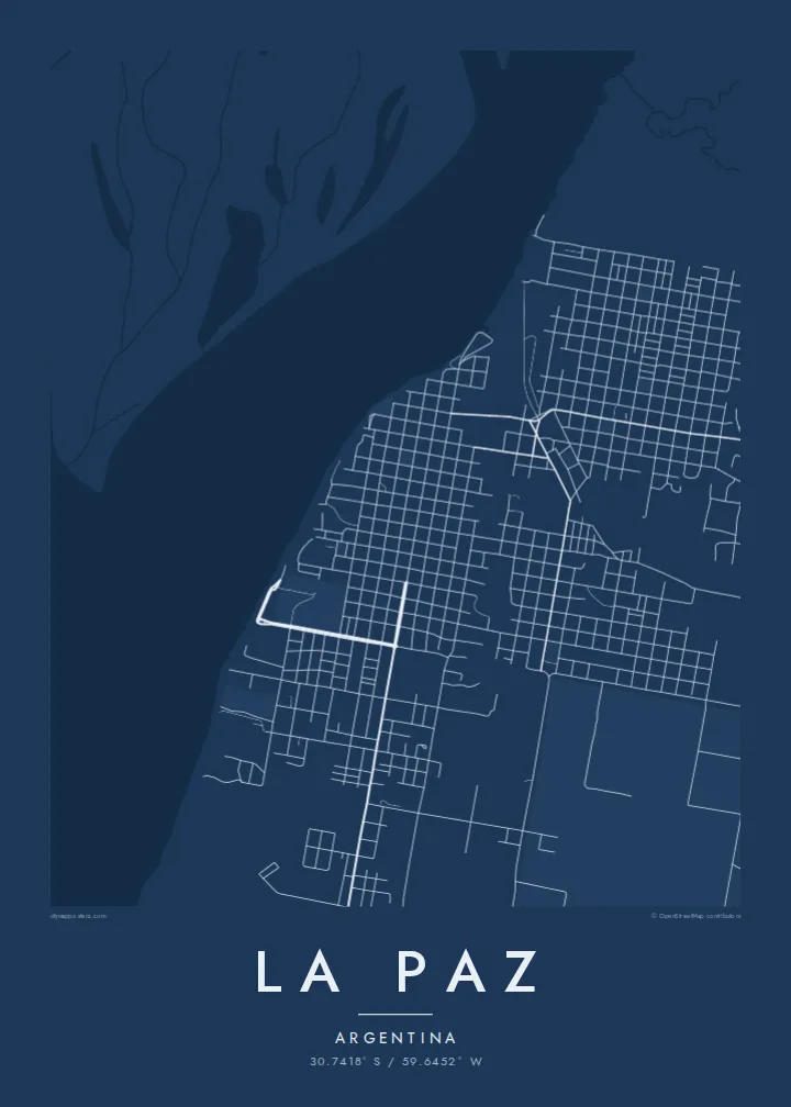 La Paz map poster — Blueprint style