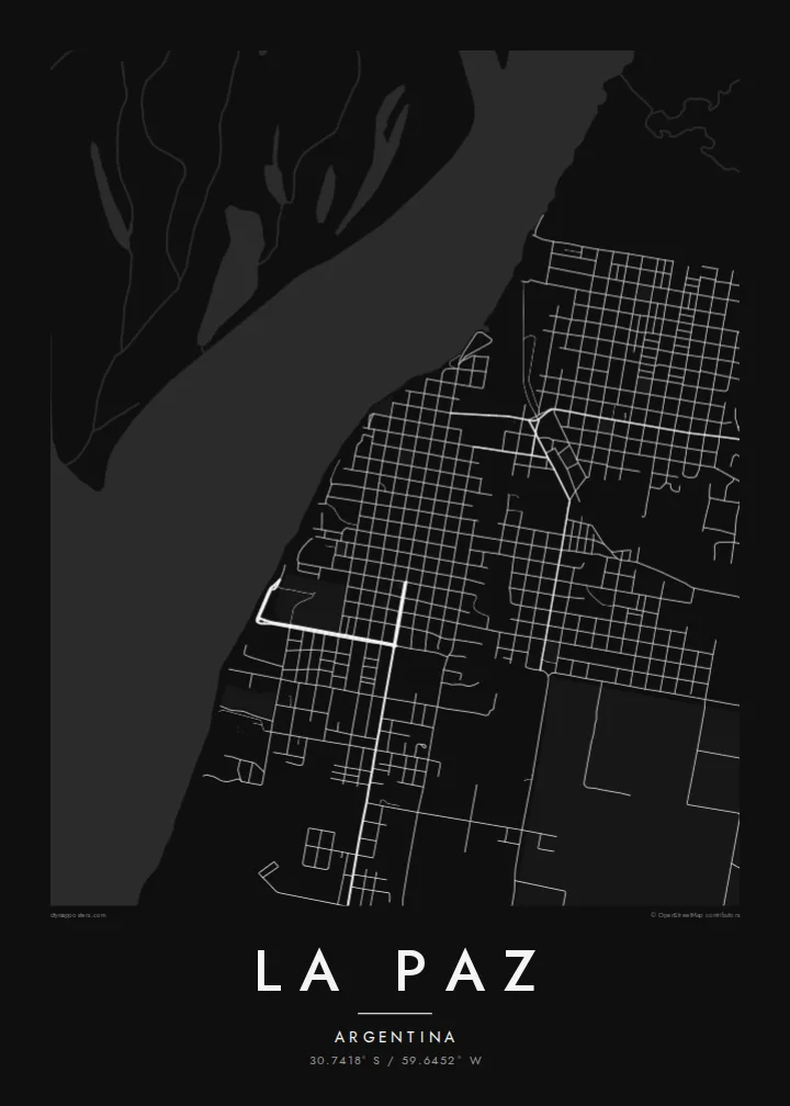 La Paz map poster — Noir style