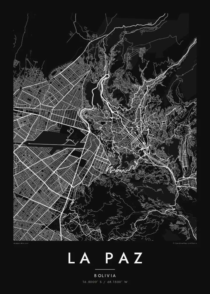 La Paz map poster — Noir