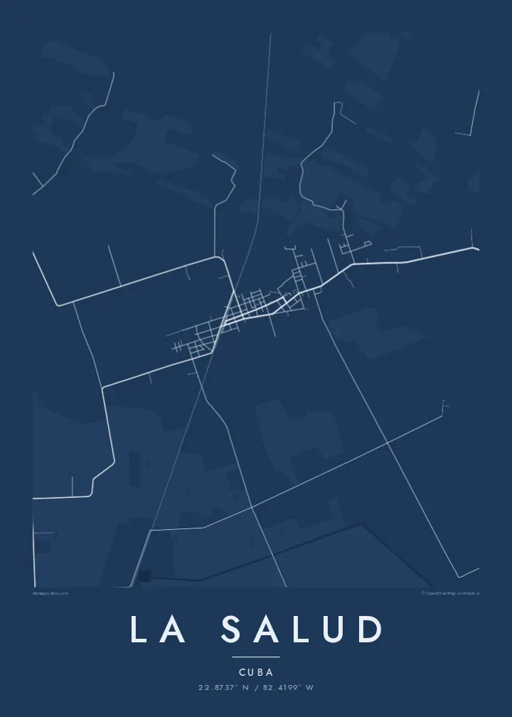 La Salud map poster — Blueprint style