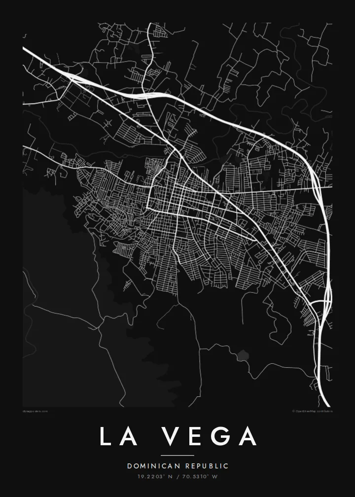 La Vega map poster — Noir style