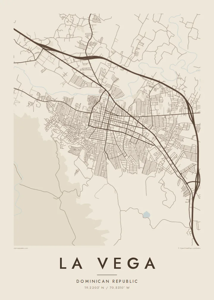 La Vega map poster — Sand style