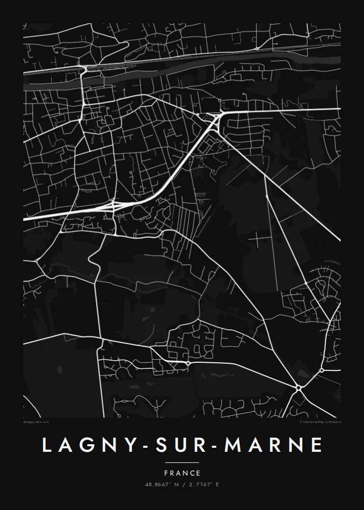 Lagny-sur-Marne map poster — Noir style