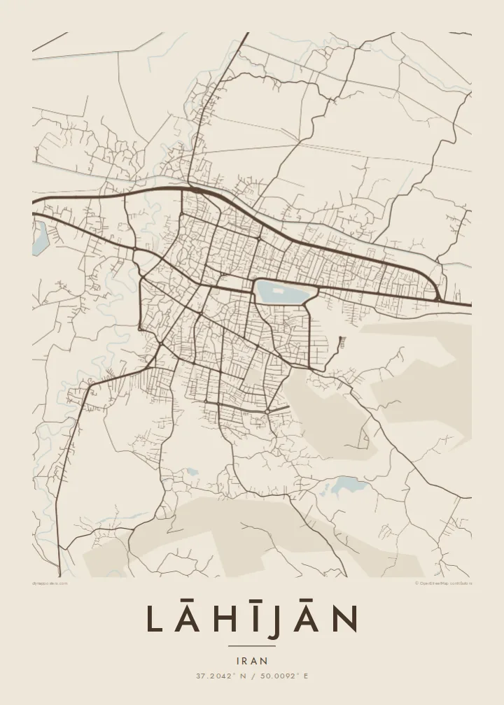Lāhījān map poster — Sand