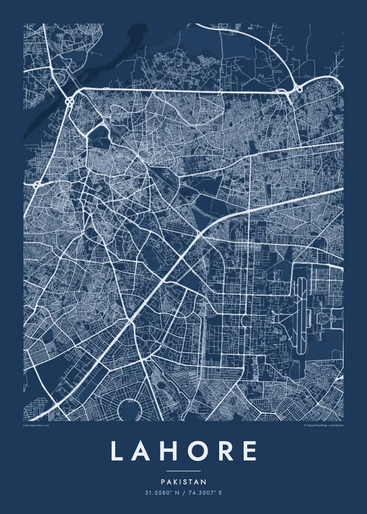 Lahore map poster — Blueprint