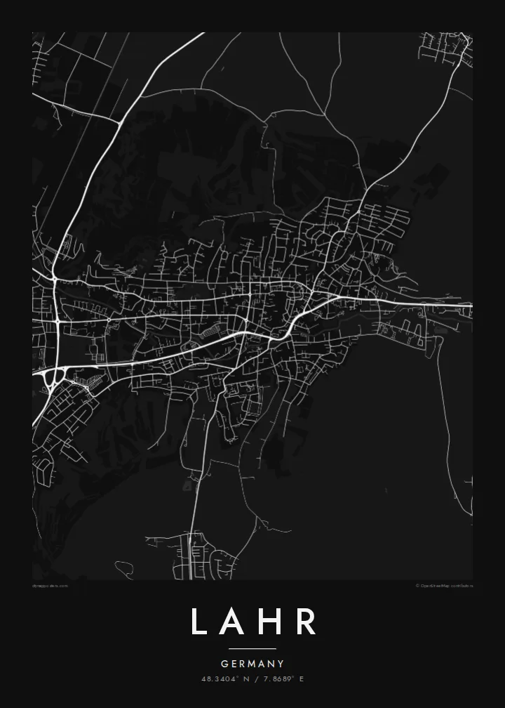 Lahr map poster — Noir