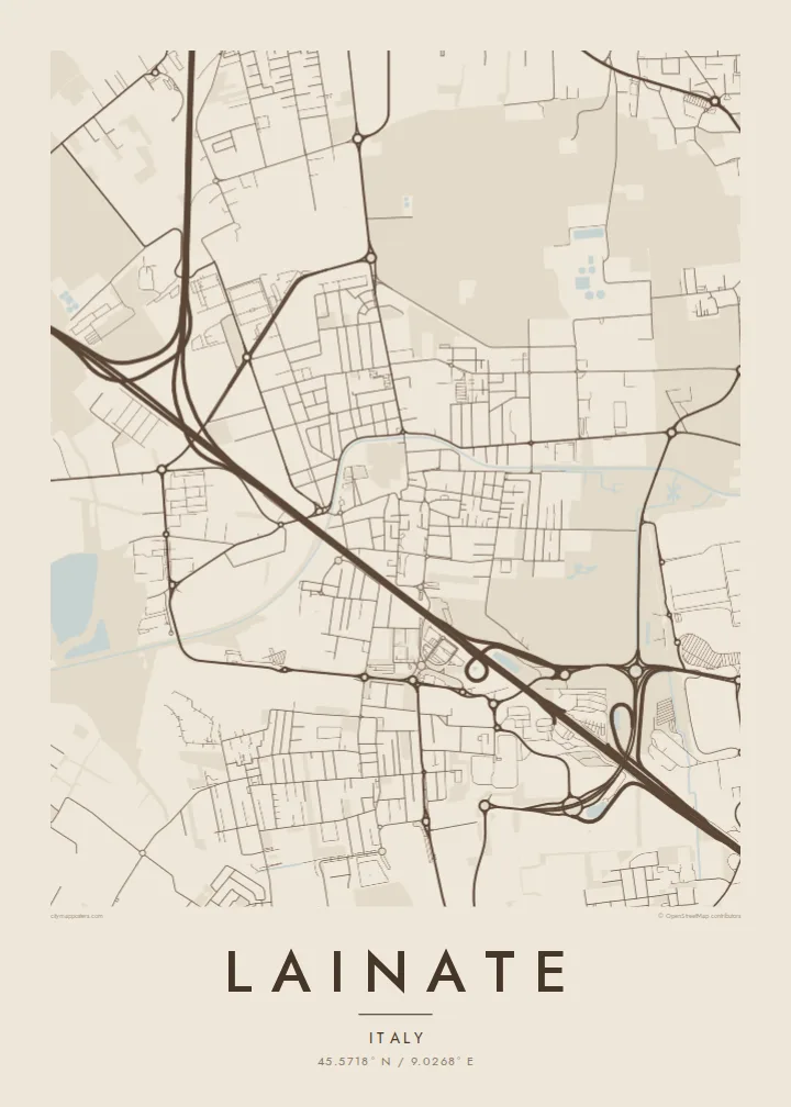Lainate map poster — Sand style