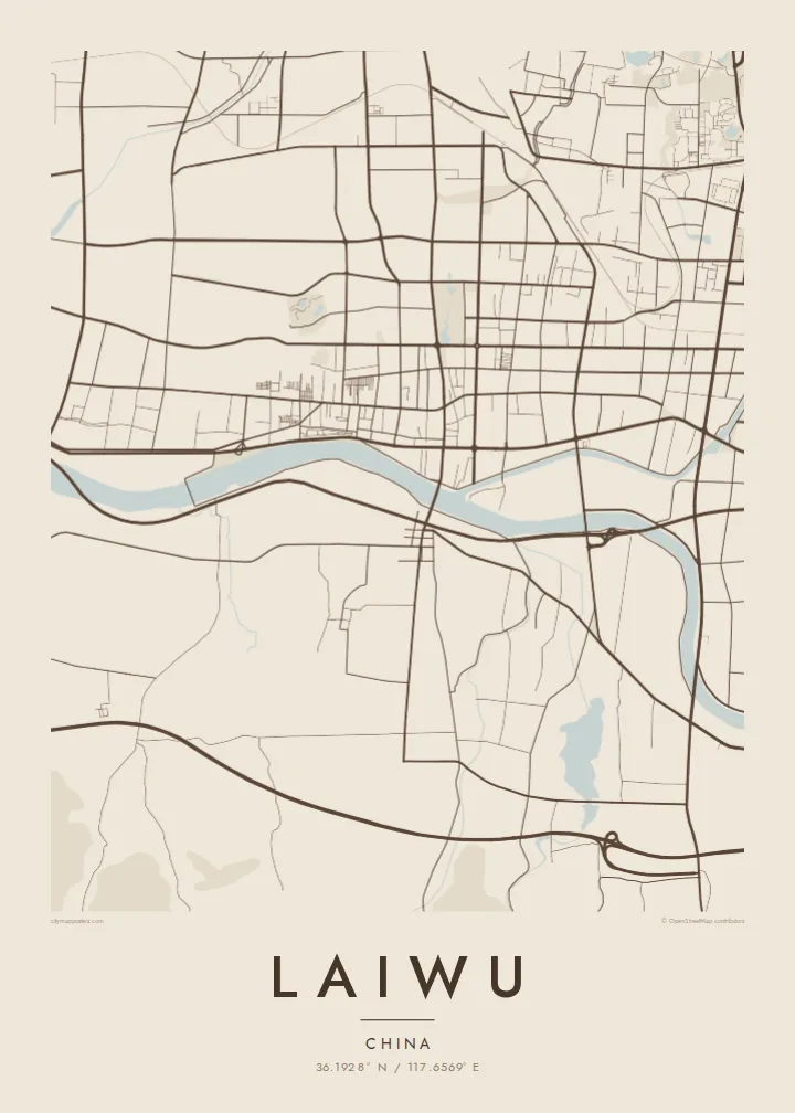 Laiwu map poster — Sand style