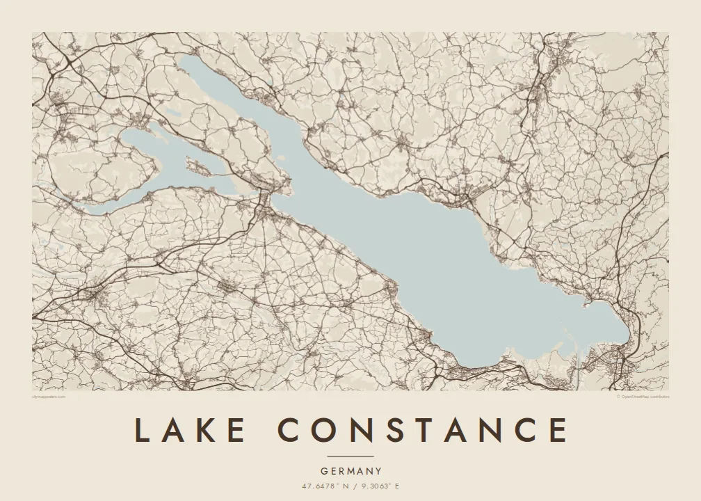 Lake Constance map poster — Sand