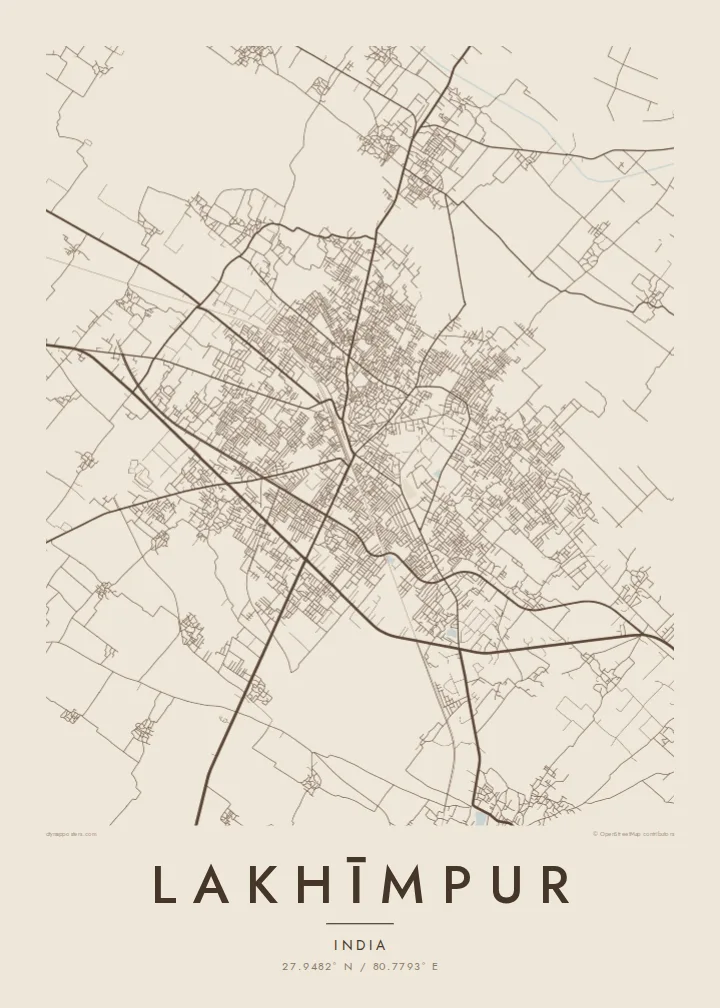 Lakhīmpur map poster — Sand