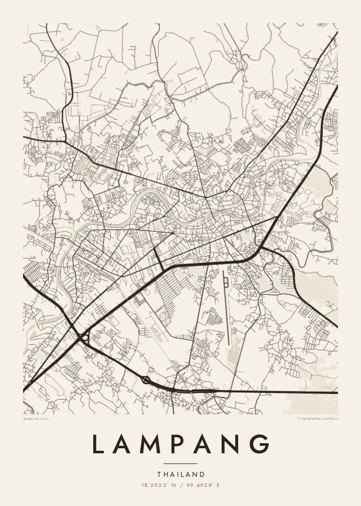 Lampang map poster — Paper style