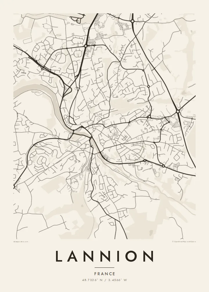 Lannion map poster — Paper style