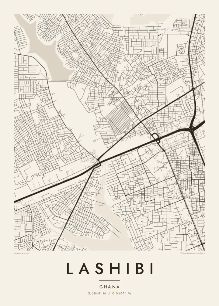 Lashibi map poster — Paper style