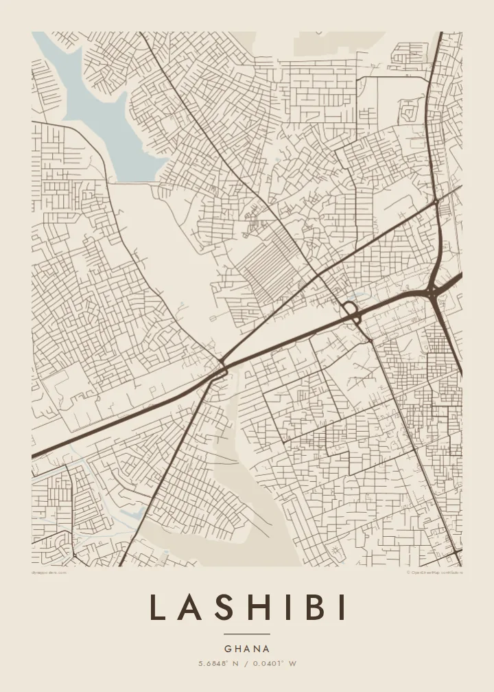 Lashibi map poster — Sand style