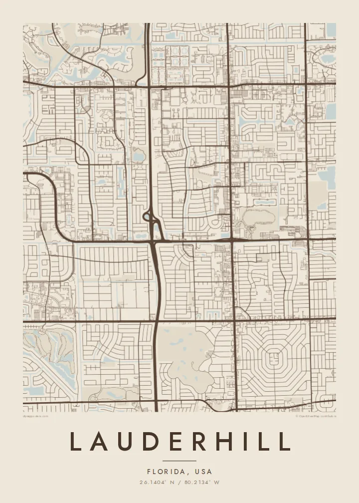 Lauderhill map poster — Sand style