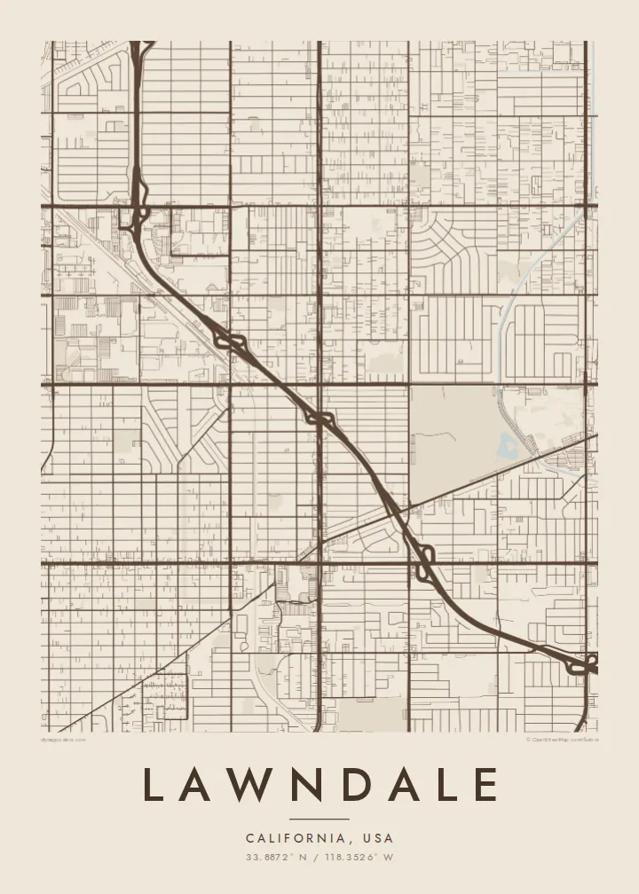 Lawndale map poster — Sand