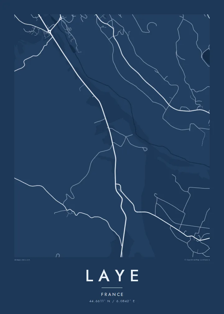 Laye map poster — Blueprint style