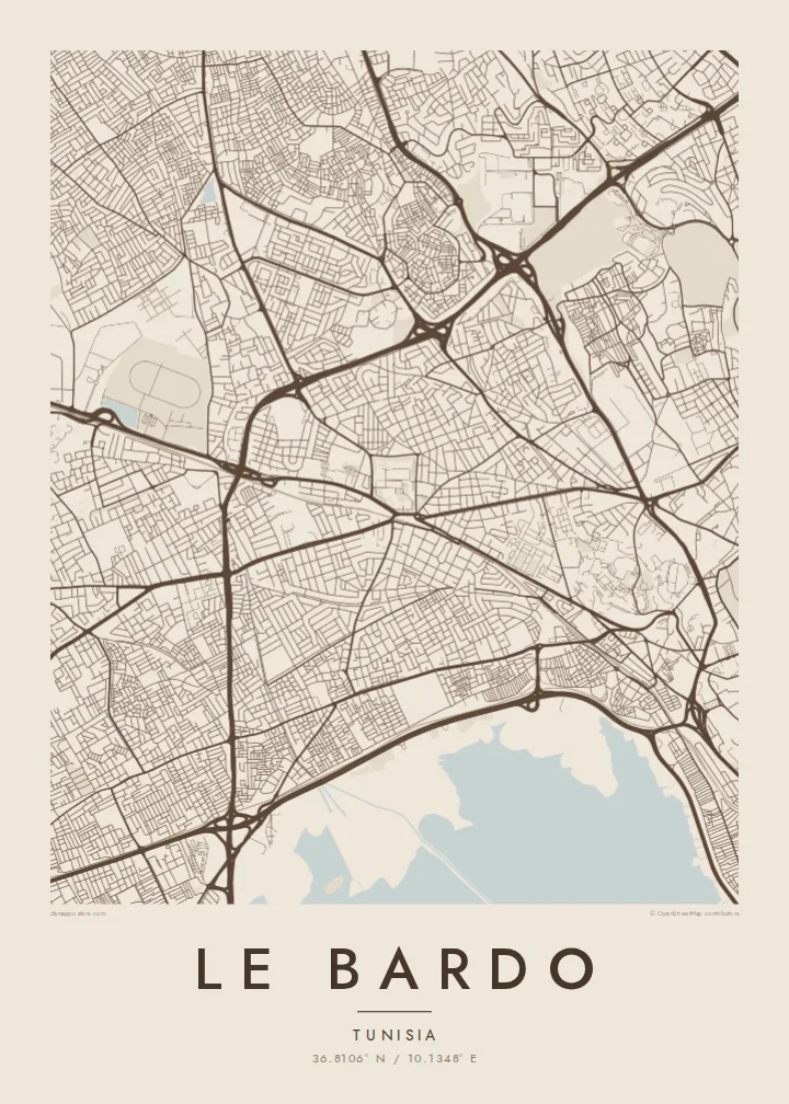 Le Bardo map poster — Sand