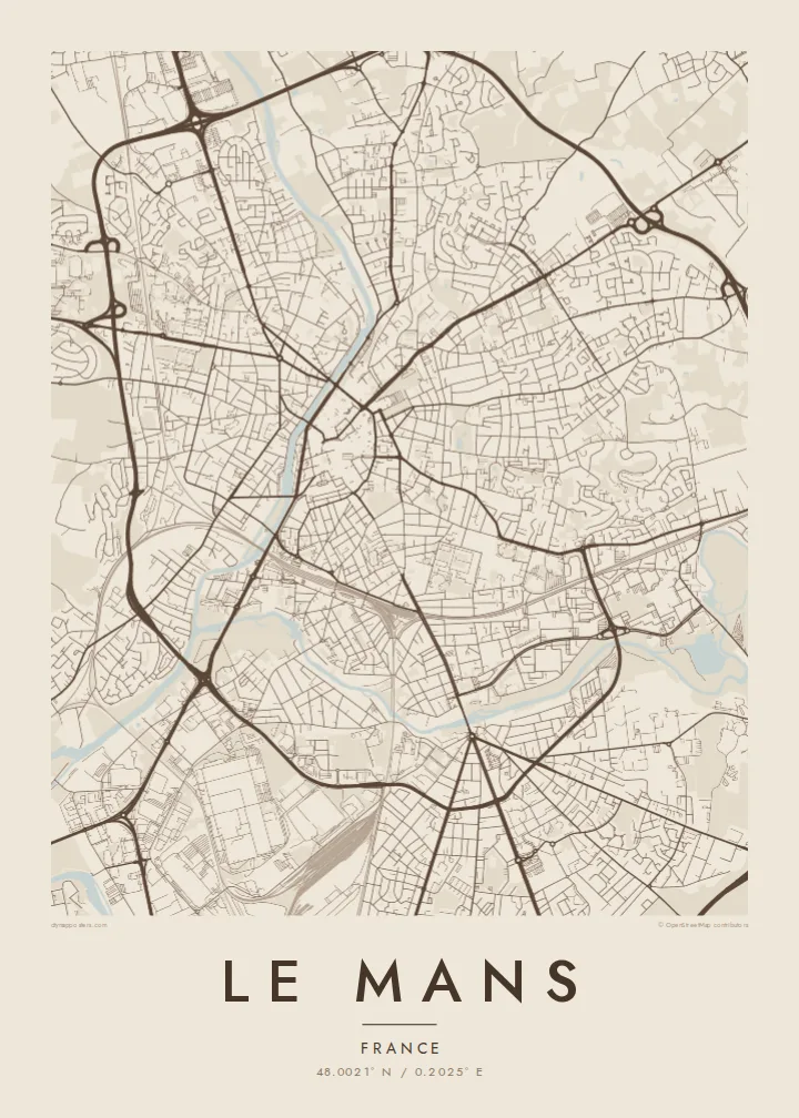Le Mans map poster — Sand