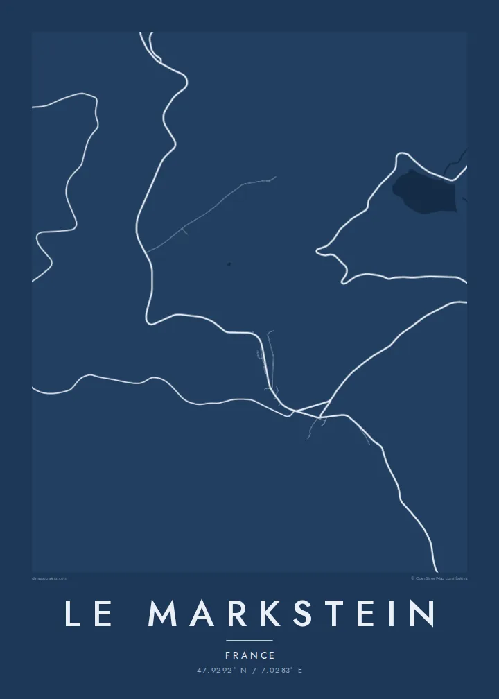 Le Markstein map poster — Blueprint style