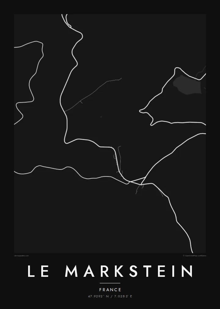 Le Markstein map poster — Noir style