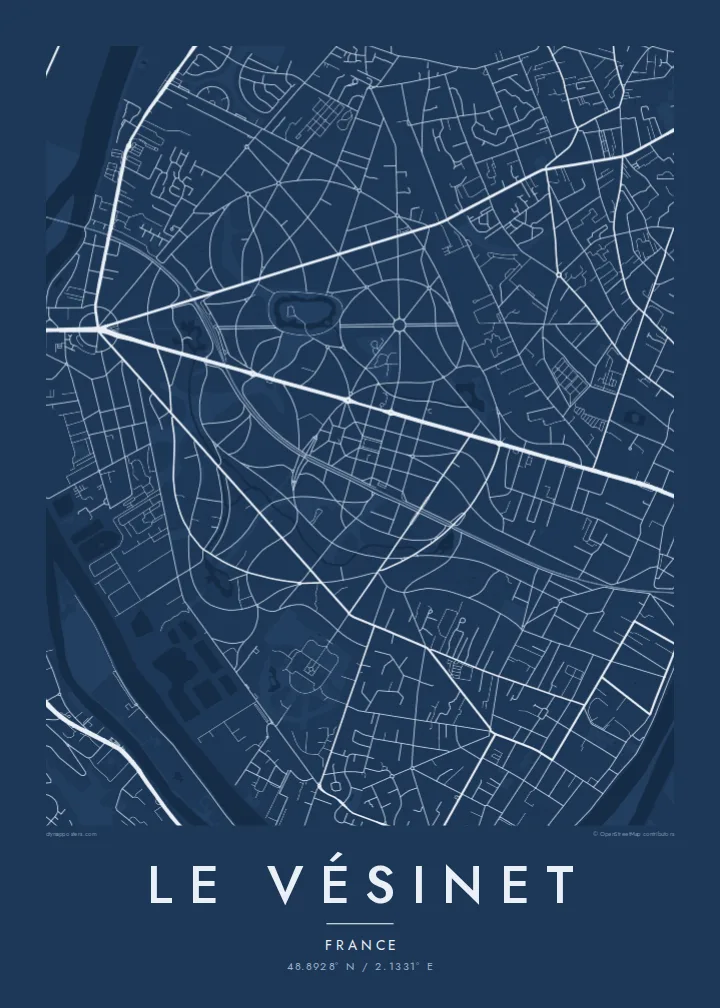 Le Vésinet map poster — Blueprint
