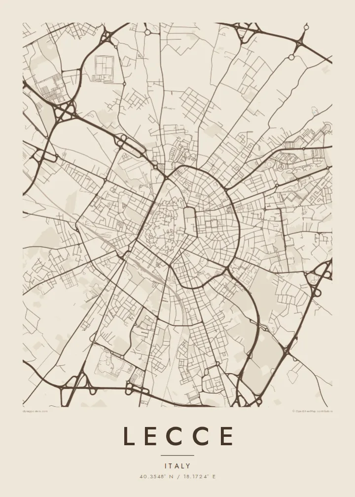 Lecce map poster — Sand style