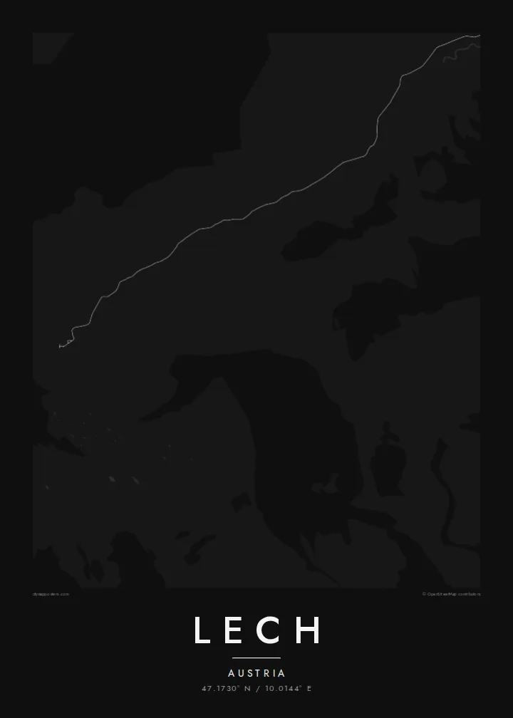 Lech map poster — Noir style