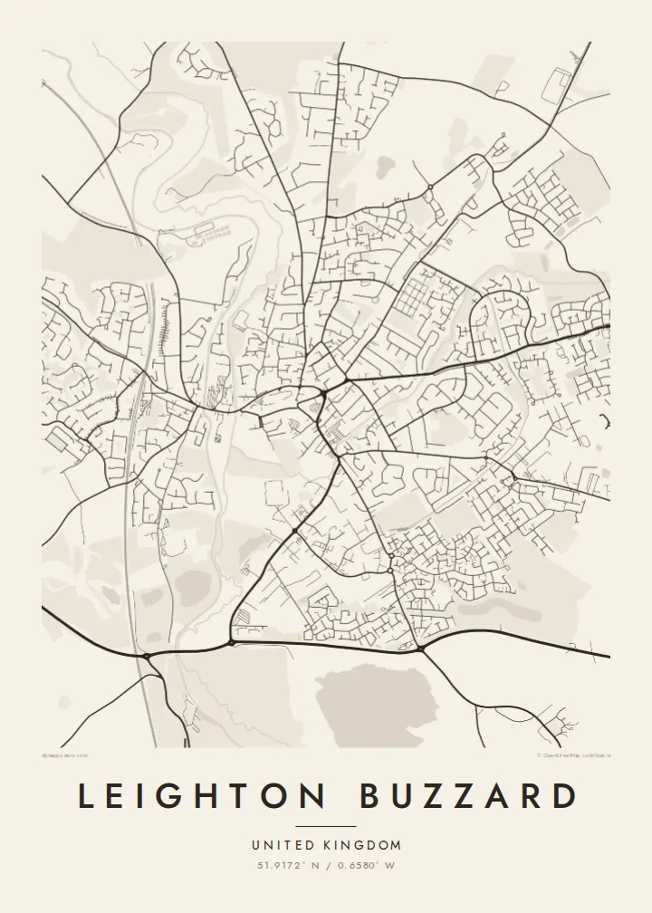 Leighton Buzzard map poster — Paper
