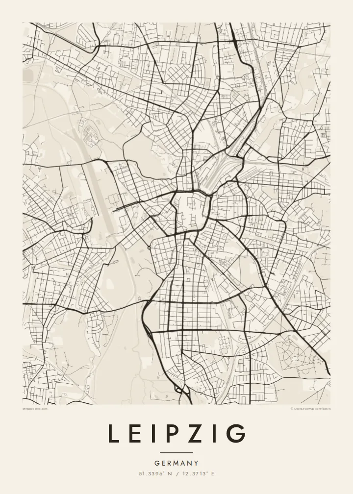 Leipzig map poster — Paper style