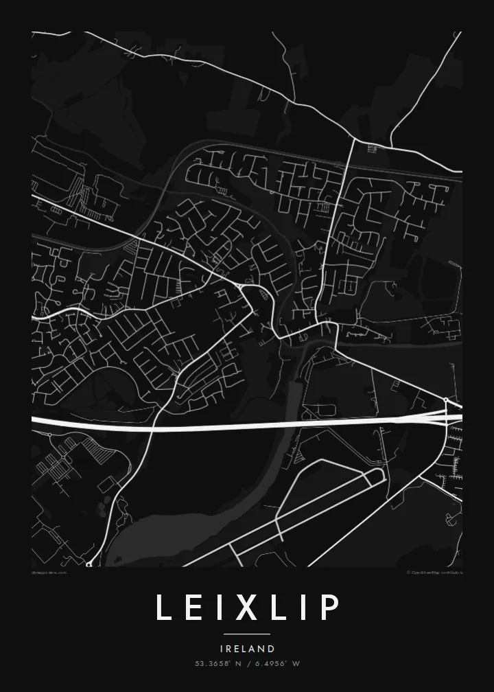 Leixlip map poster — Noir