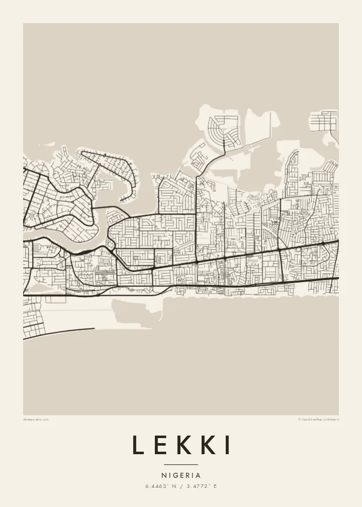 Lekki map poster — Paper style