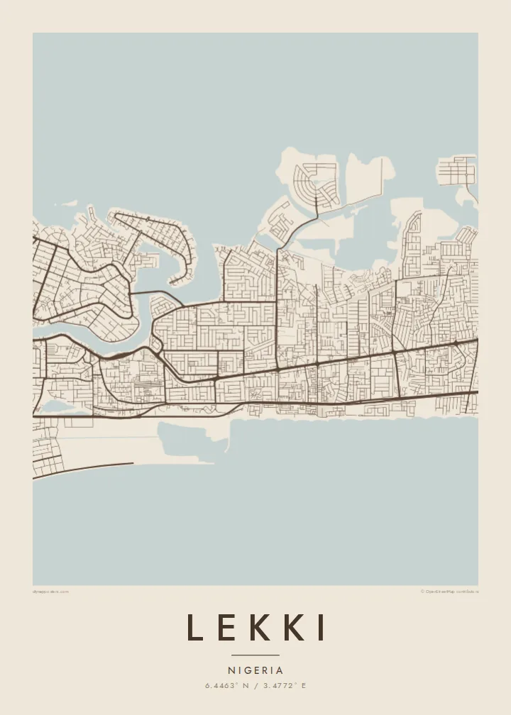 Lekki map poster — Sand style