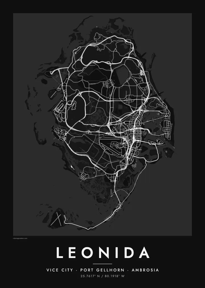 Leonida map poster — Noir