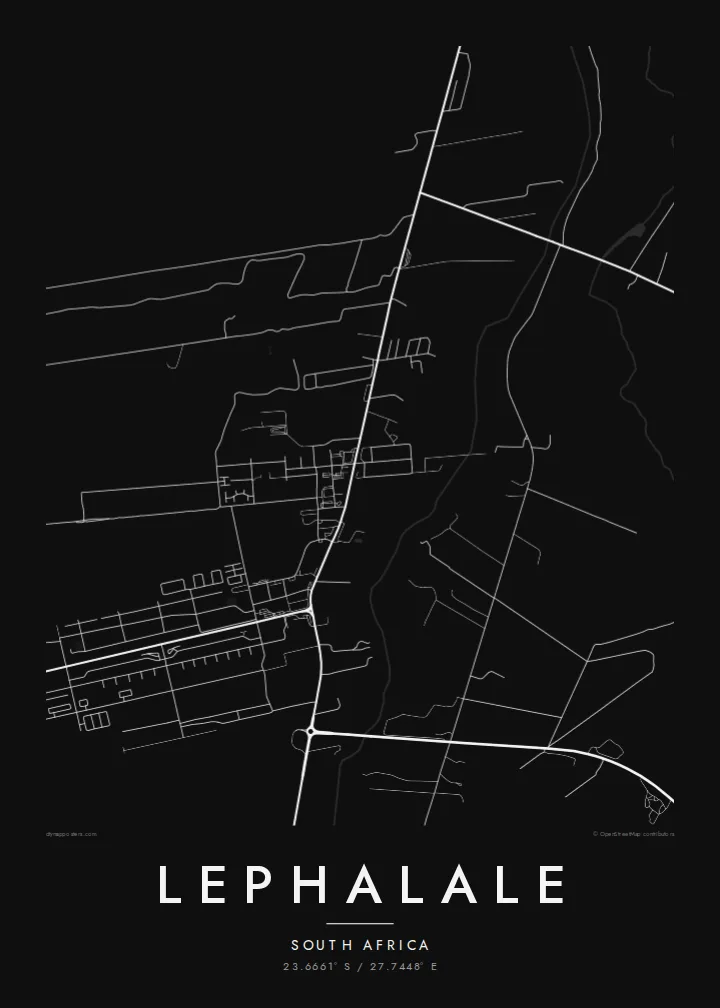 Lephalale map poster — Noir style