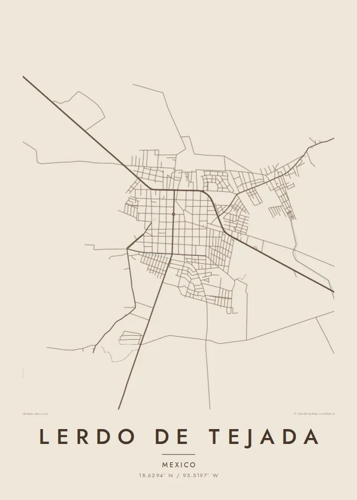 Lerdo de Tejada map poster — Sand style