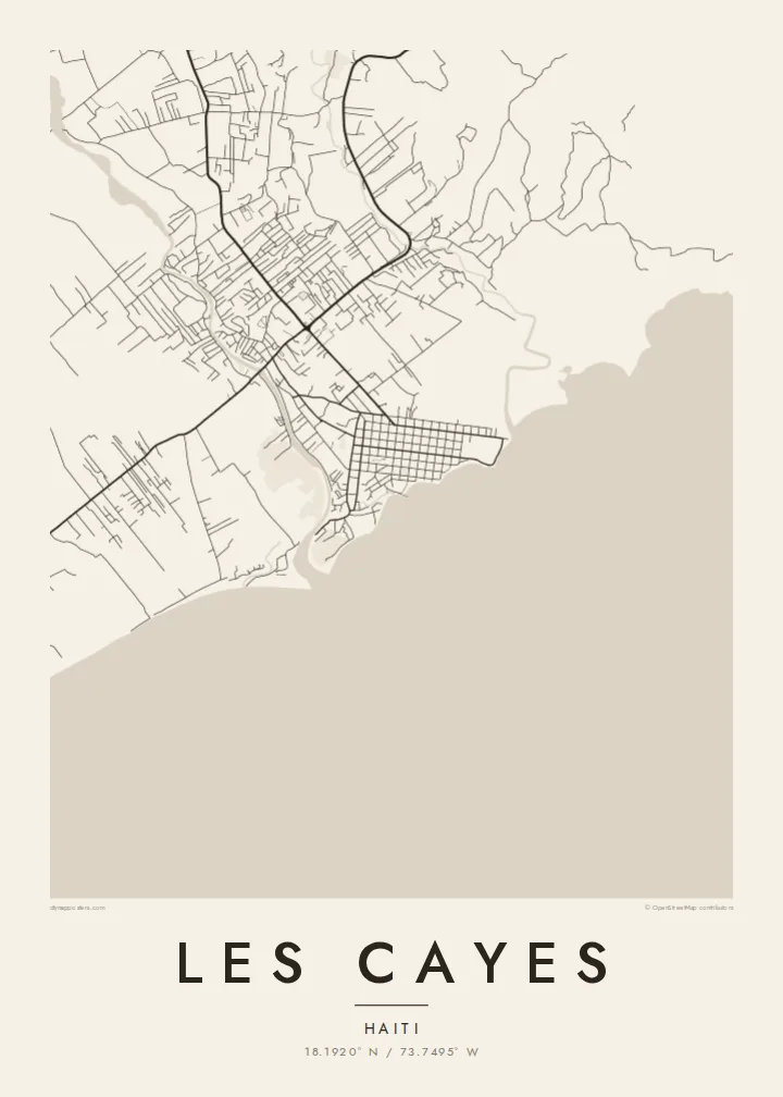 Les Cayes map poster — Paper