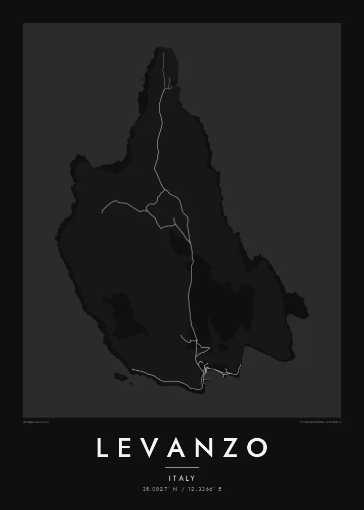 Levanzo map poster — Noir