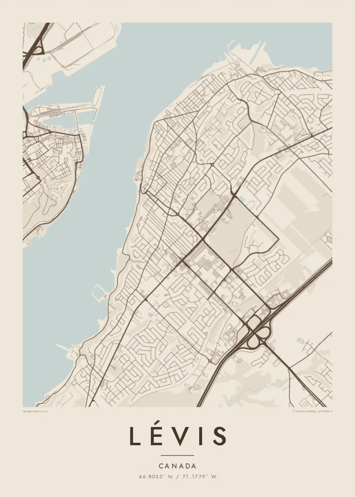 Lévis map poster — Sand style