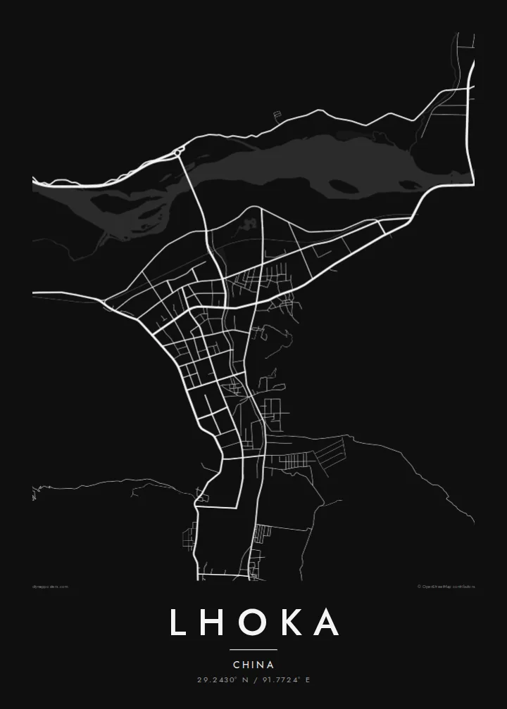 Lhoka map poster — Noir style