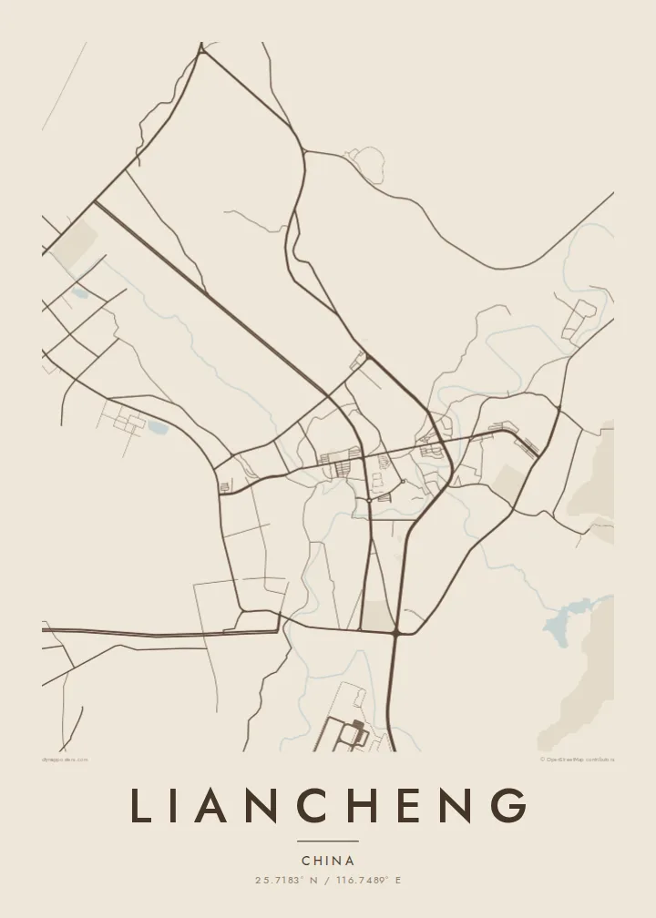 Liancheng map poster — Sand style
