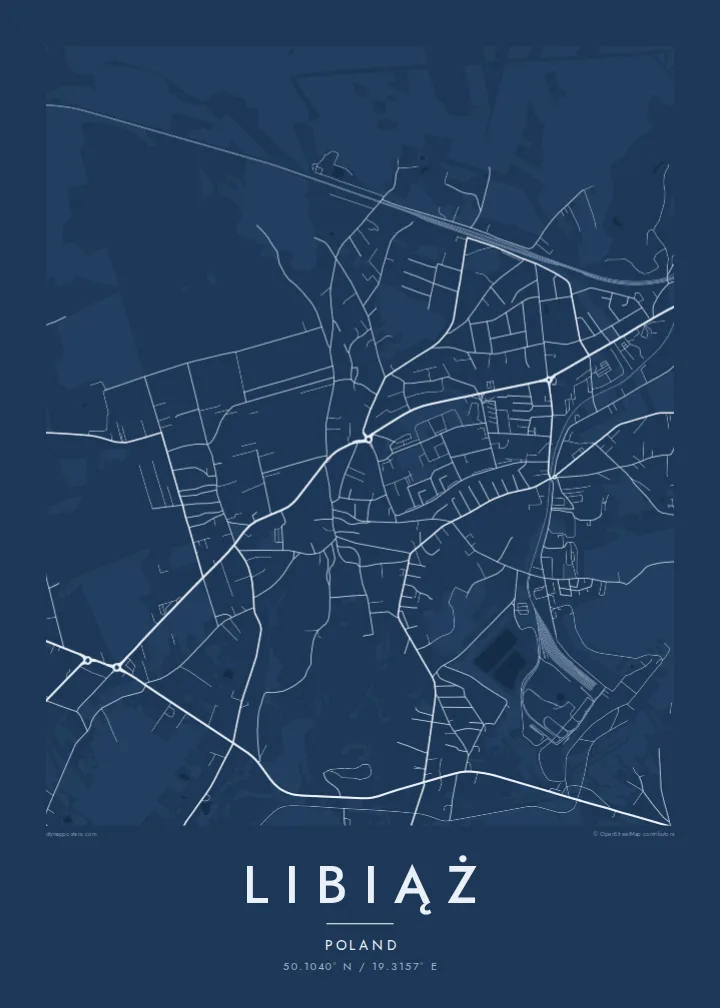 Libiąż map poster — Blueprint style