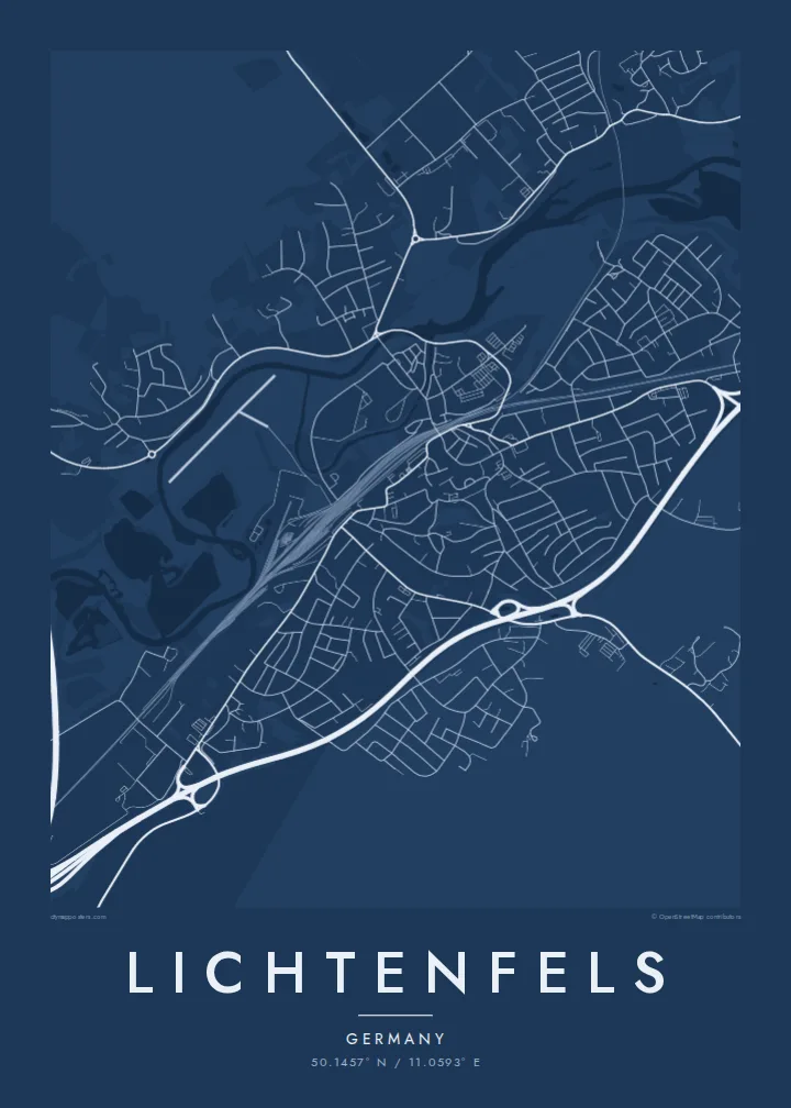 Lichtenfels map poster — Blueprint style